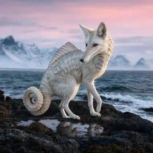 Arctic fox + Seahorse